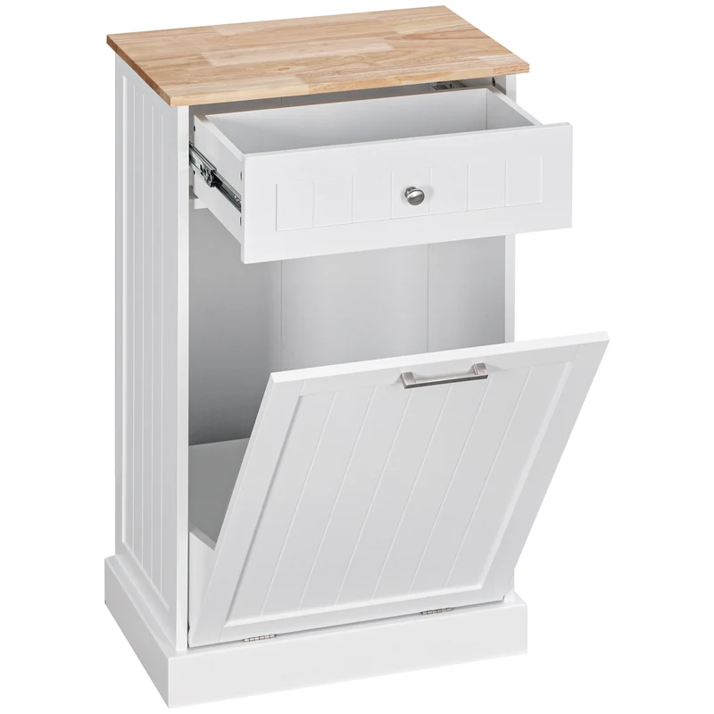 Credenza da Cucina 51x33,5x90 cm con Supporto per Bidoni della Spazzatura da 38 Litri in MDF Bianco