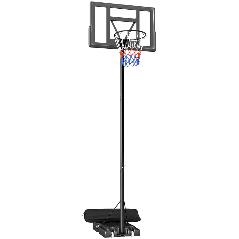 Canestro da Basket con Altezza Regolabile 1,3-3 m Base Riempibile e Ruote Nero