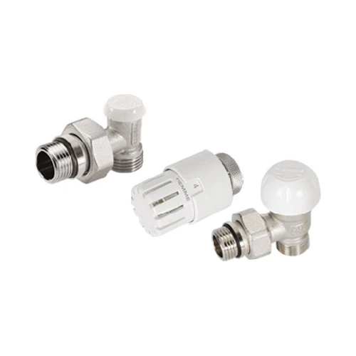 Kit valvola termostatizzabile a squadra testa termostatica e detentore 3/8 24x19 fil d.16