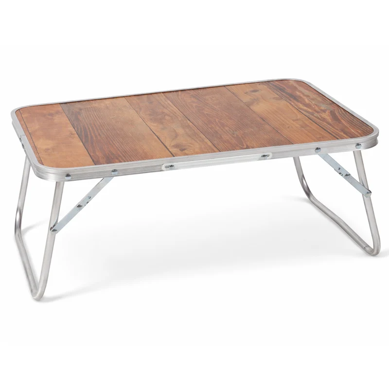 Tavolo Vassoio Pieghevole 60x40x25 cm Tavolino per Divano Letto in Alluminio e MDF Legno