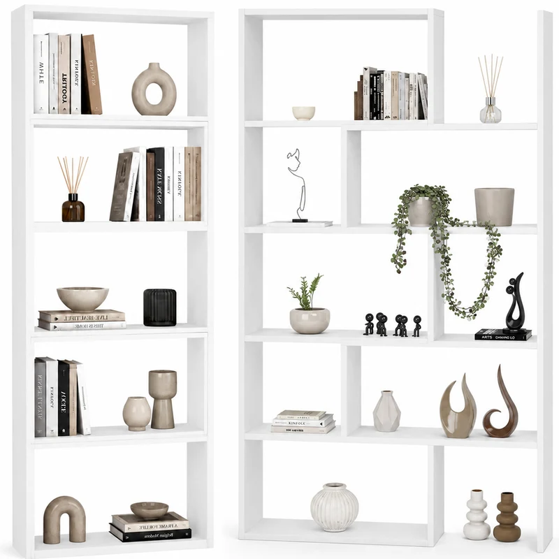 Libreria Modulare Apribile 72x22x200 cm Scaffale Libri Componibile in Legno Bianco