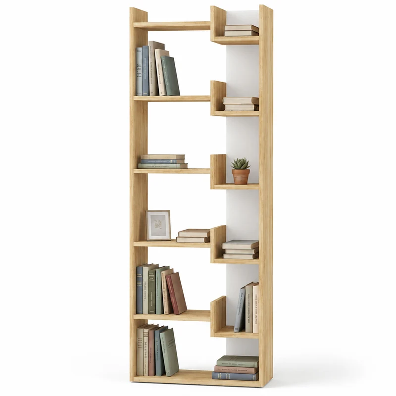 Libreria a 6 Ripiani 60,5x22x162,5 cm Scaffalatura Verticale Moderna Quercia