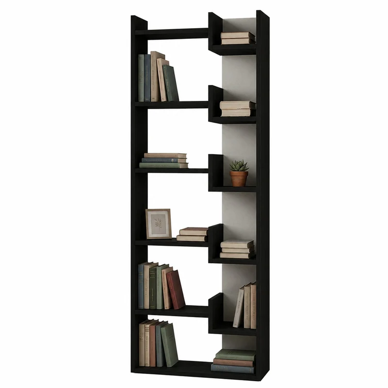 Libreria a 6 Ripiani 60,5x22x162,5 cm Scaffalatura Verticale Moderna Antracite