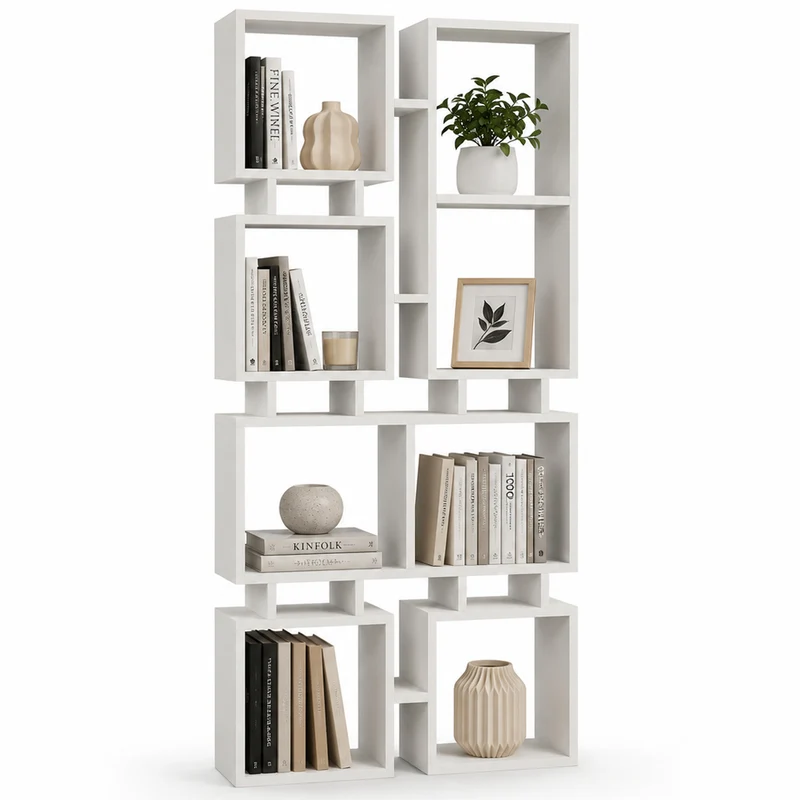 Libreria Moderna 79x24x166,5 cm Scaffalatura 4 Ripiani Bianco
