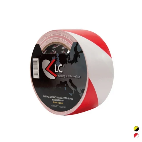 Nastro adesivo segnal pvc mm 50 x mt 33 rosso/bianco