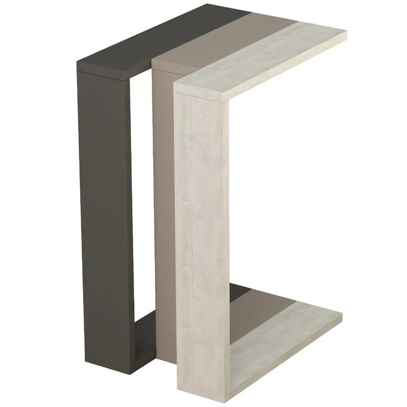 Tavolino da Soggiorno 30x40x57 cm Laterale Divano in Legno Bianco Antico Tortora Antracite