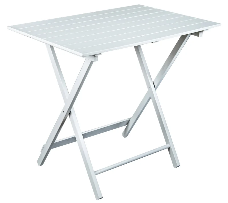 Tavolo da Giardino Pieghevole 80x60x80 cm in Legno Bianco Seconda Scelta