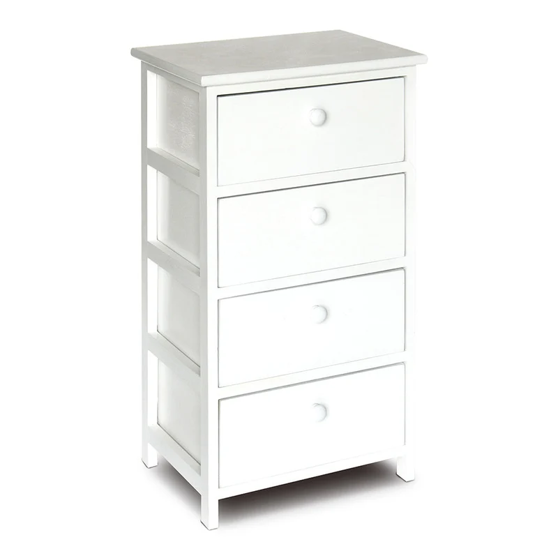 Cassetiera con 4 Cassetti in Legno Paulownia Bianco Fadi Seconda Scelta