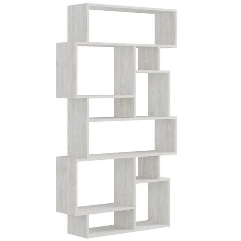 Libreria Moderna 168x96x25 cm Scaffale 8 Ripiani in MDF Bianco Frassinato