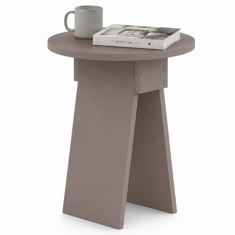 Tavolino Rotondo da Soggiorno 42x23,5x50 cm Tavolo Design Minimal Moka