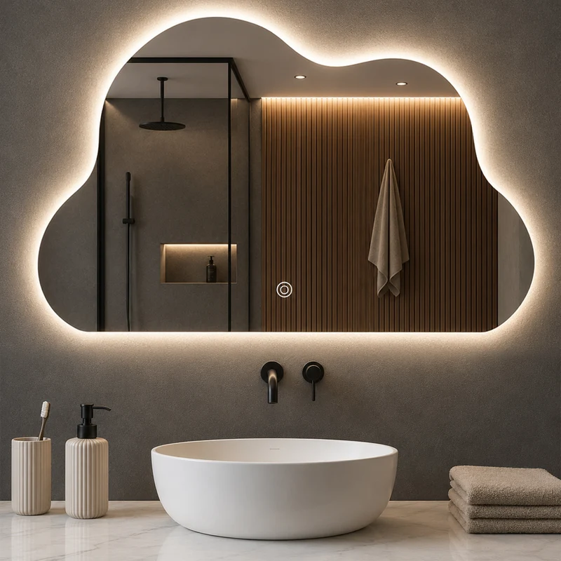 Specchio Nuvola 50x70 cm con LED 3 Colori Dimmerabile con Pulsante Touch