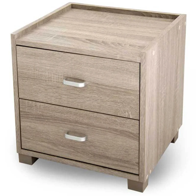 Comodino Mobile Cassettiera 2 Cassetti 40x43x44 cm in Legno MDF Rovere