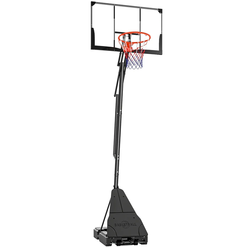 Canestro da Basket Portatile per Esterni Altezza Regolabile 245-305 cm Tabellone in Infrangibile PC Nero