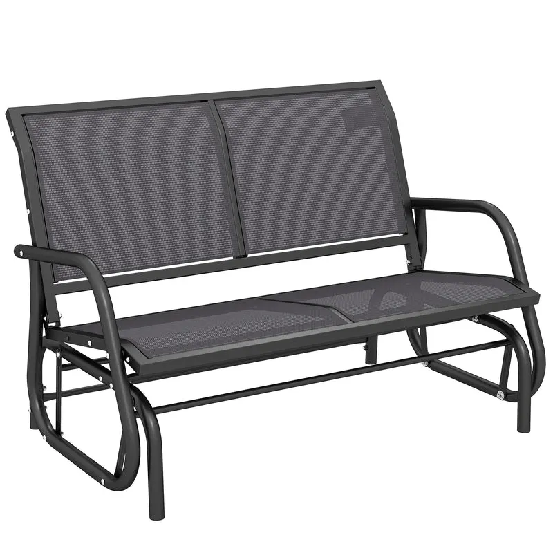Panchina a Dondolo 2 Posti da Giardino 120x70x85 cm in Metallo e Tessuto a Rete Grigio