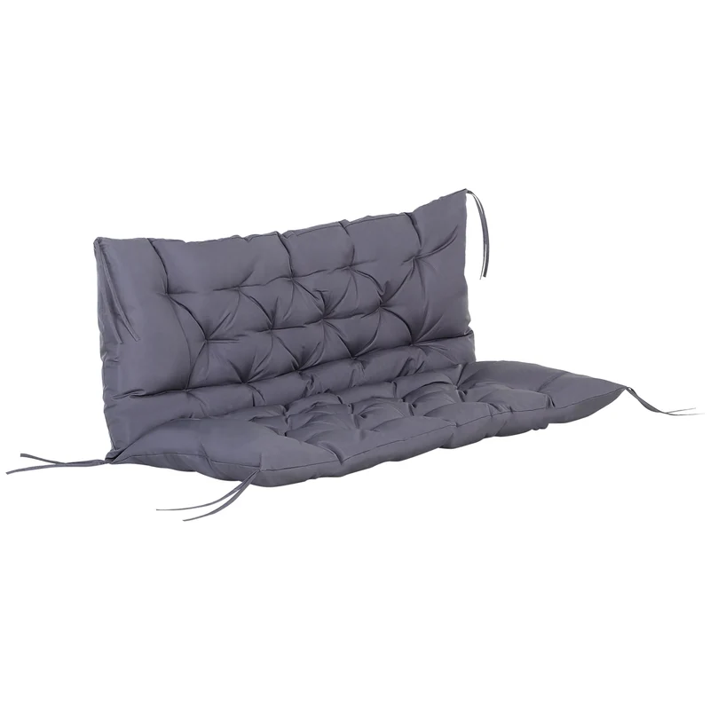 Cuscino da Giardino 2 Posti 132x110x10 cm con Schienale per Panche e Dondoli in Poliestere Grigio Scuro