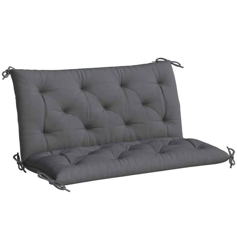 Cuscino da Giardino Stile Capitonné 100x98x8 cm con 6 Lacci in Cotone e Poliestere Grigio Scuro