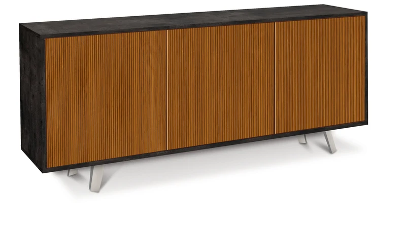 Mobile Soggiorno Madia 3 Ante 177x41x74 cm Ossido Nero e Rovere Dogato