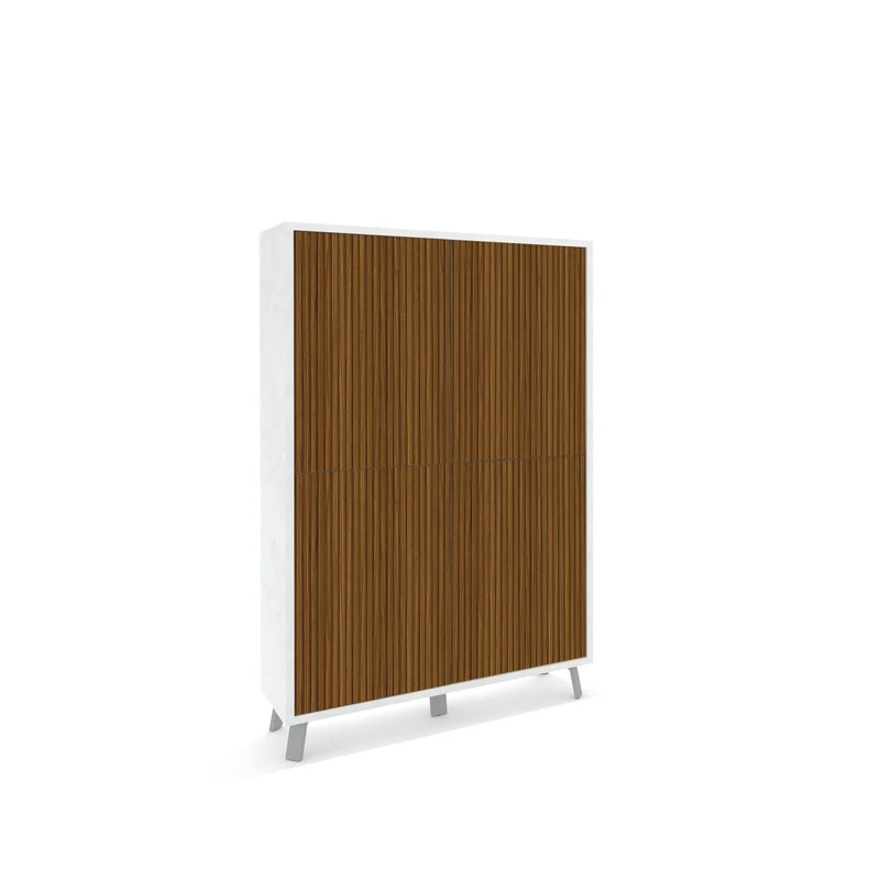 Mobile Soggiorno Madia Alta 4 Ante 108x41x161 cm Ossido Bianco e Rovere Dogato