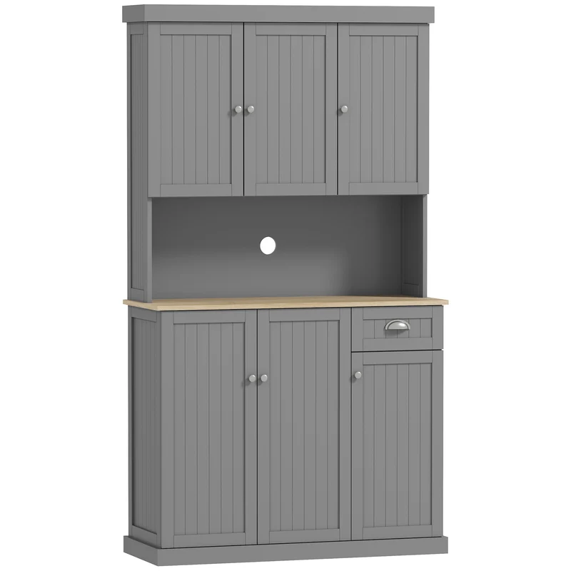 Mobile Cucina Credenza Country 101x39x180cm con Mensole Regolabili in MDF Grigio