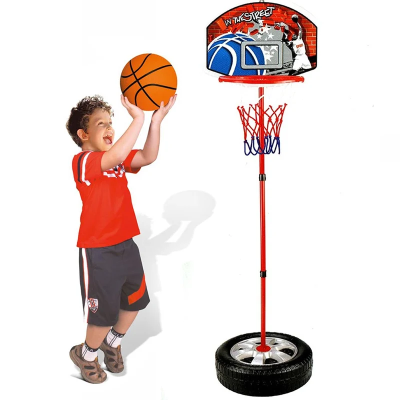 Basket Canestro Piantana per Bambini Altezza Regolabile 120 cm con Pallone