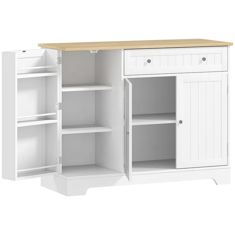 Credenza Moderna 105x40x83 cm Mobile Buffet con Cassetto e Armadietti in MDF Bianco