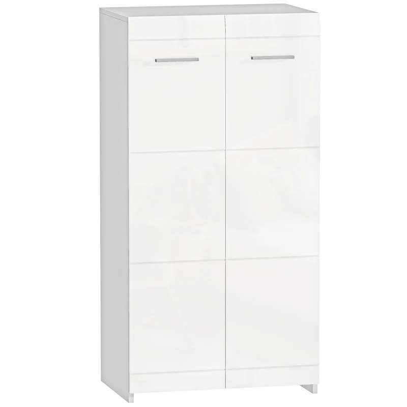 Scarpiera da Ingresso 55x36x108 cm Moderna con 5 Ripiani Regolabili in Legno Bianco Lucido