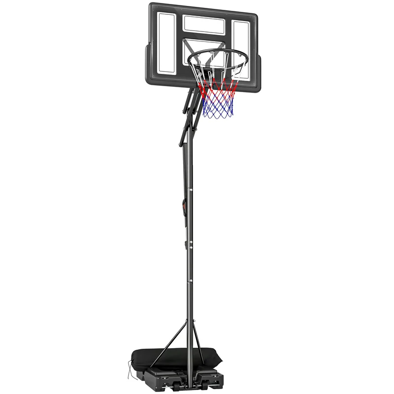 Canestro da Basket Altezza Regolabile 235-305cm in PE Infrangibile Nero