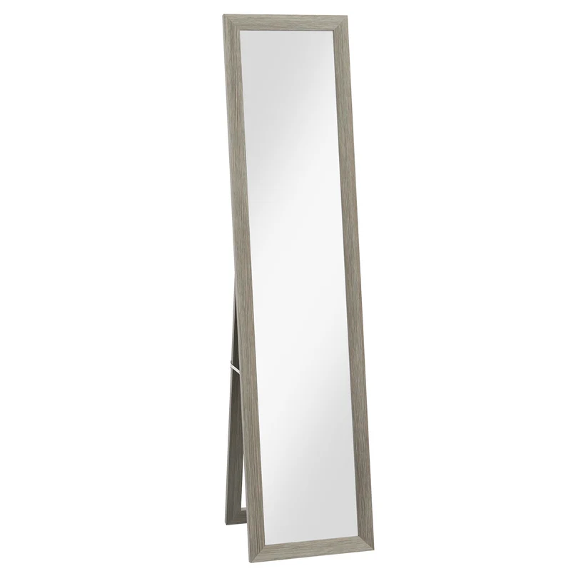 Specchio da Terra 37x157 cm Design Moderno a Figura Intera Cornice in MDF Grigio