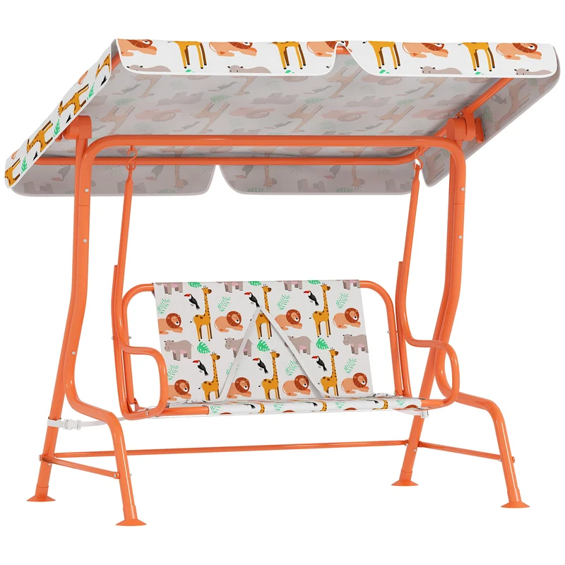 Dondolo per Bambini Altalena da Giardino 2 Posti 112x75x120 cm Arancione