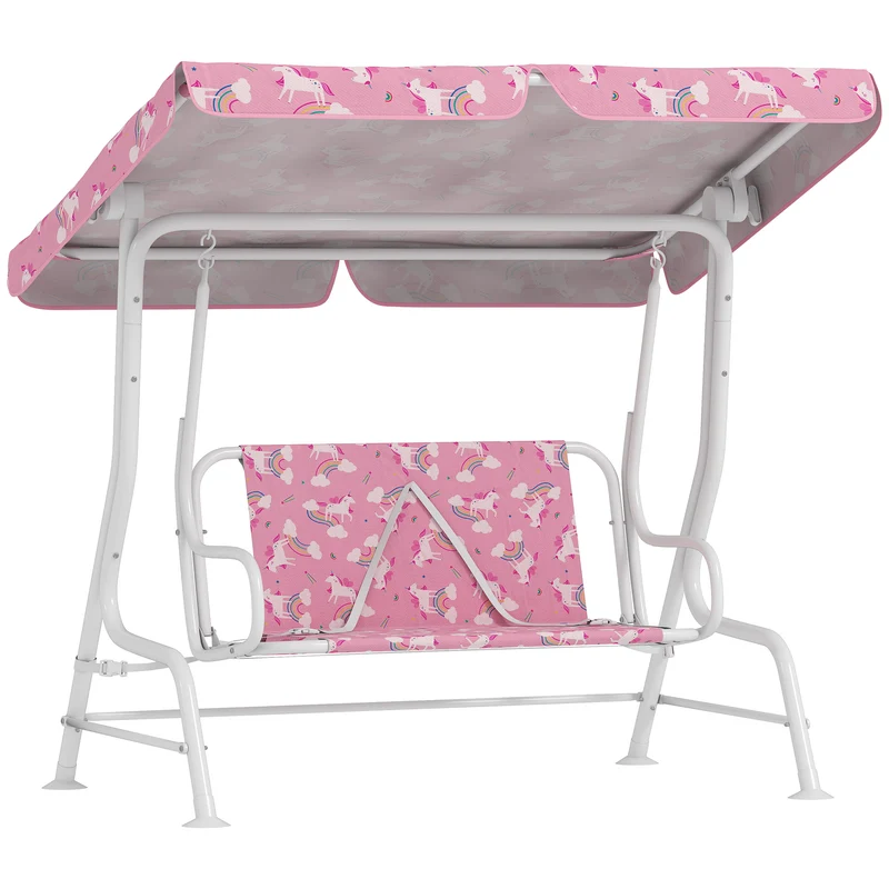 Dondolo per Bambini Altalena da Giardino 2 Posti 112x75x120 cm Rosa