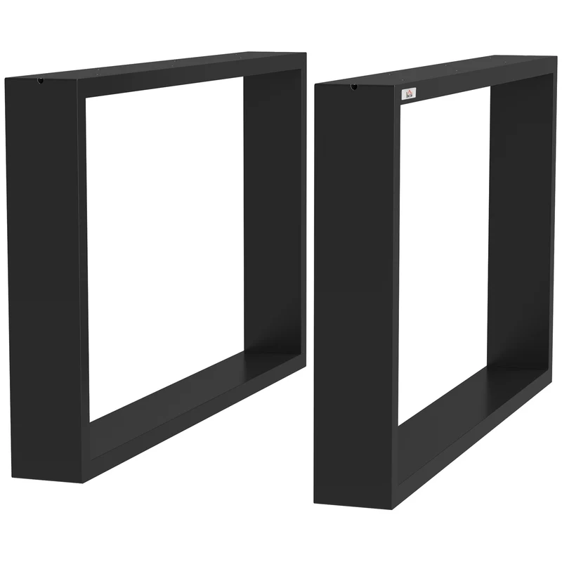 Set 2 Gambe per Tavolino Rettangolari Stile Industriale 70x8x41 cm Capacità 60 kg in Acciaio Nero