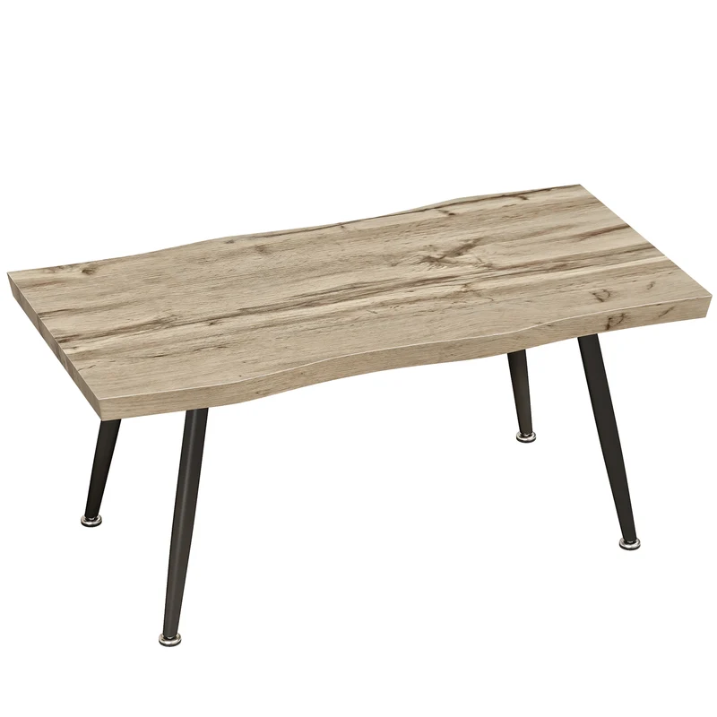 Tavolino da Caffè Stile Nordico 100x50x45 cm con Piedini Regolabili in Legno e Acciaio Nero e Rovere