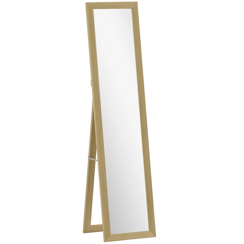 Specchio Verticale Autoportante o da Parete 37x40x155 cm con Cornice in MDF Quercia