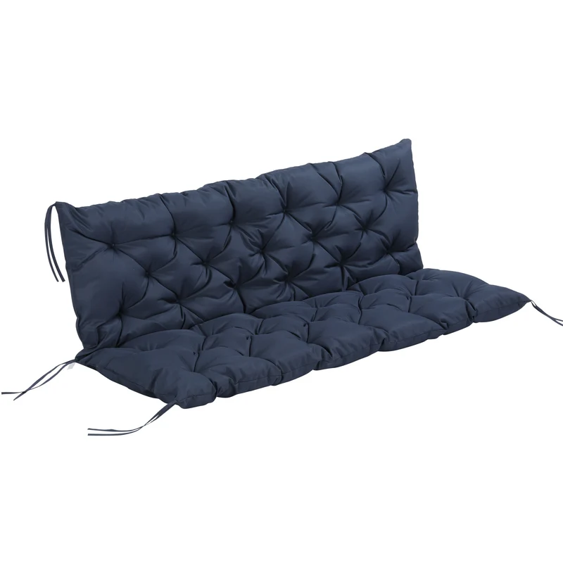 Cuscino per Dondolo da Giardino in Stile Capitonné 150x98x8 cm in Cotone e Poliestere Blu Scuro