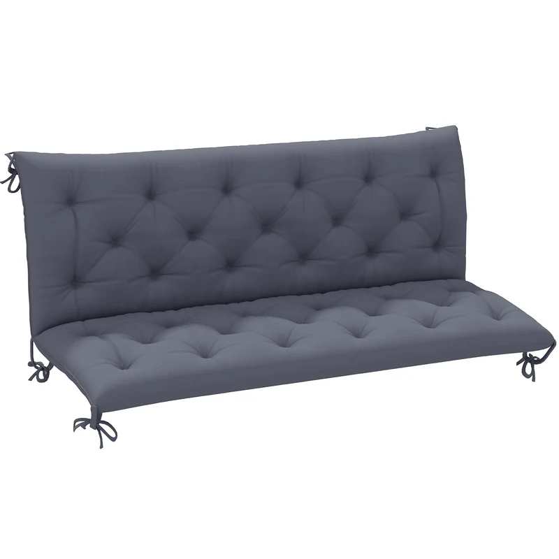 Cuscino per Dondolo da Giardino in Stile Capitonné 150x98x8 cm in Cotone e Poliestere Grigio Scuro