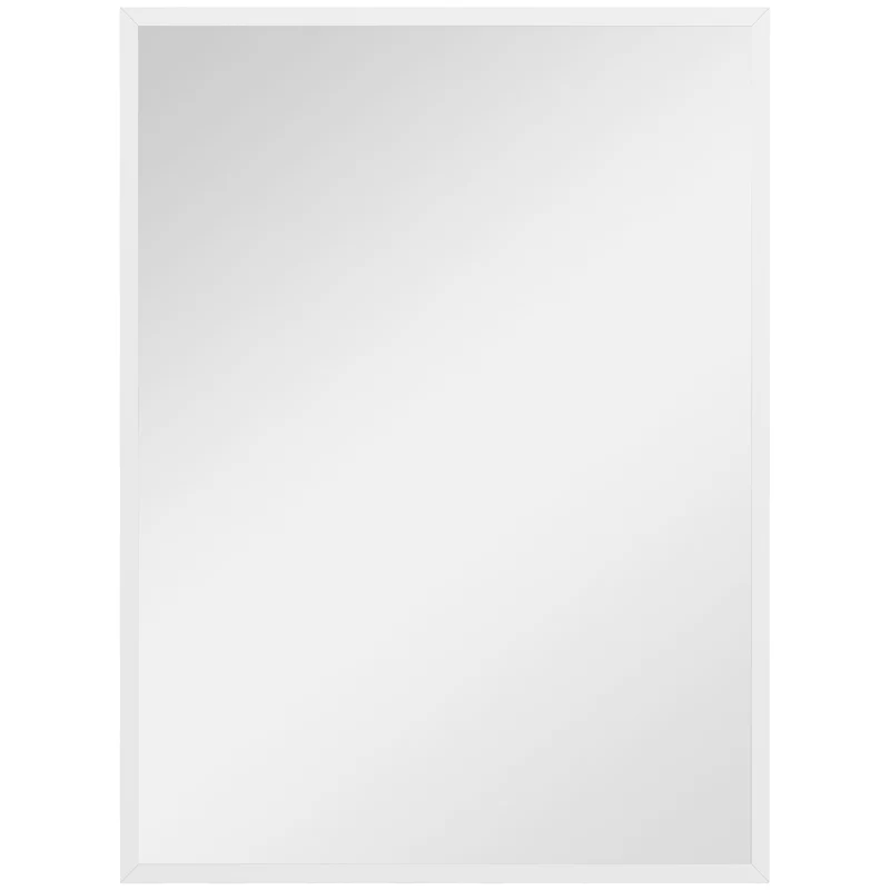 Specchio da Parete Rettangolare 60x80 cm in Vetro e MDF Bianco