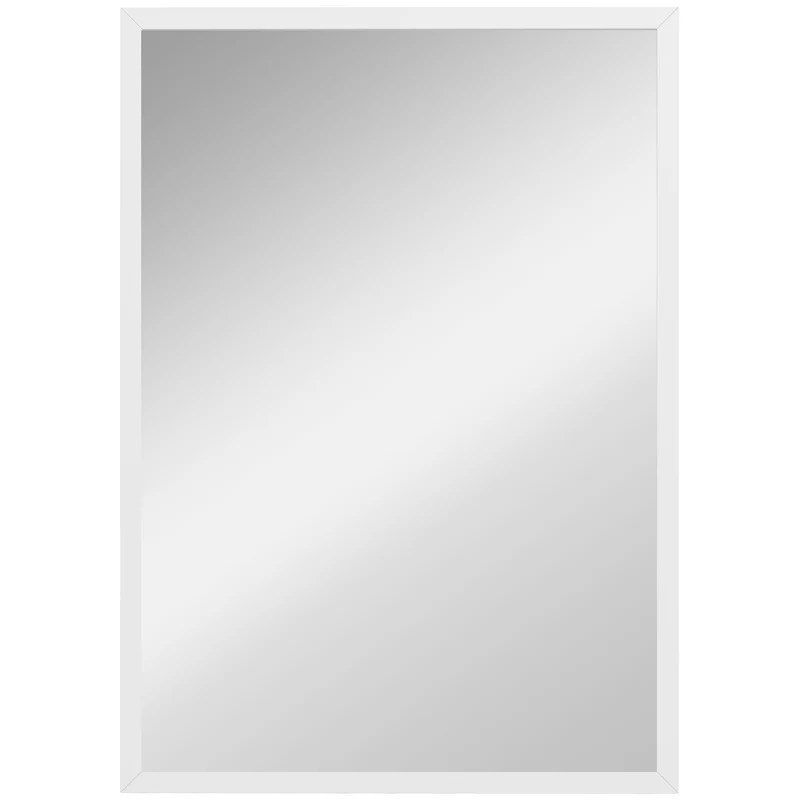 Specchio da Parete Rettangolare 50x70 cm in Vetro e MDF Bianco