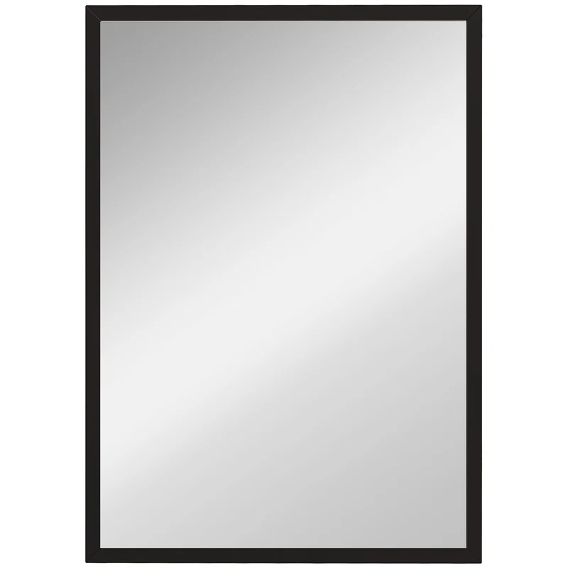 Specchio da Parete Rettangolare 50x70 cm in Vetro e MDF Nero
