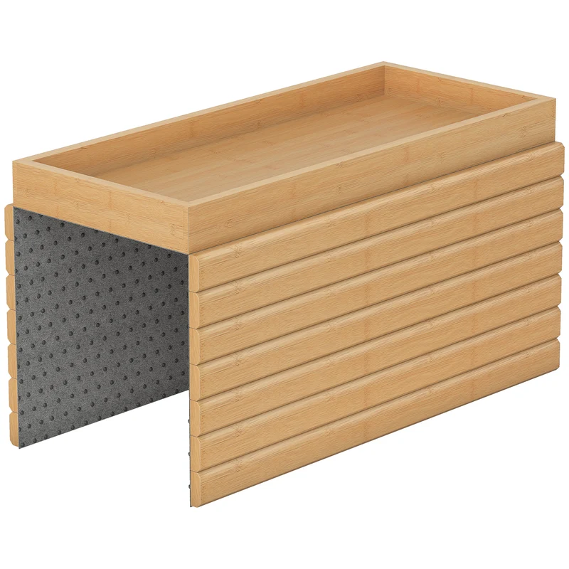 Vassoio da Divano per Bracciolo Struttura Flessibile a Doghe in Legno di Bambù Colore Legno