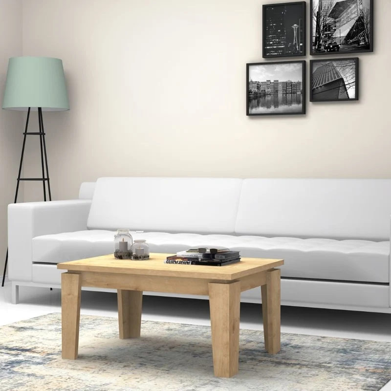 Tavolino basso da salotto 90x60x45 cm Coffee rovere