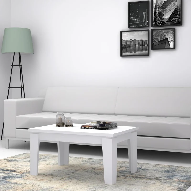Tavolino basso da salotto 90x60x45 cm Coffee bianco