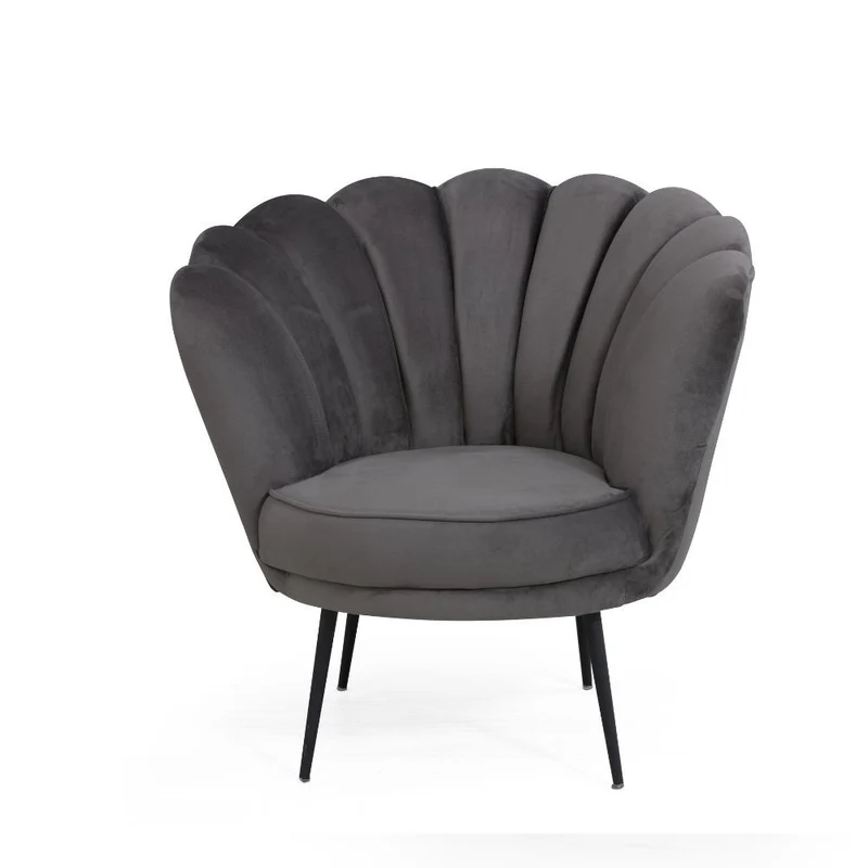 Poltrona a conchiglia Orel 75x80x75 cm in velluto grigio