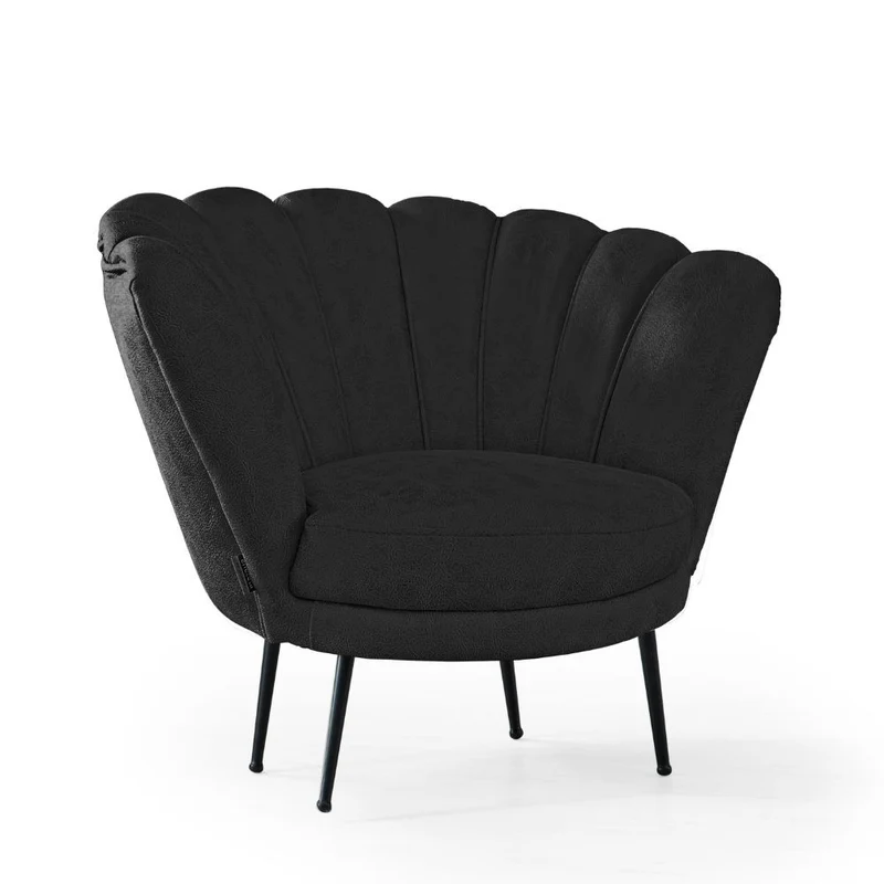 Poltrona a conchiglia Orel 75x80x75 cm in nabuk grigio