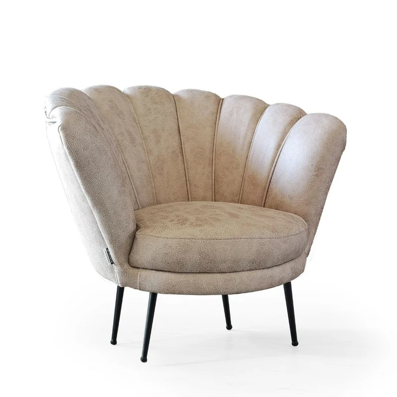 Poltrona a conchiglia Orel 75x80x75 cm in nabuk beige