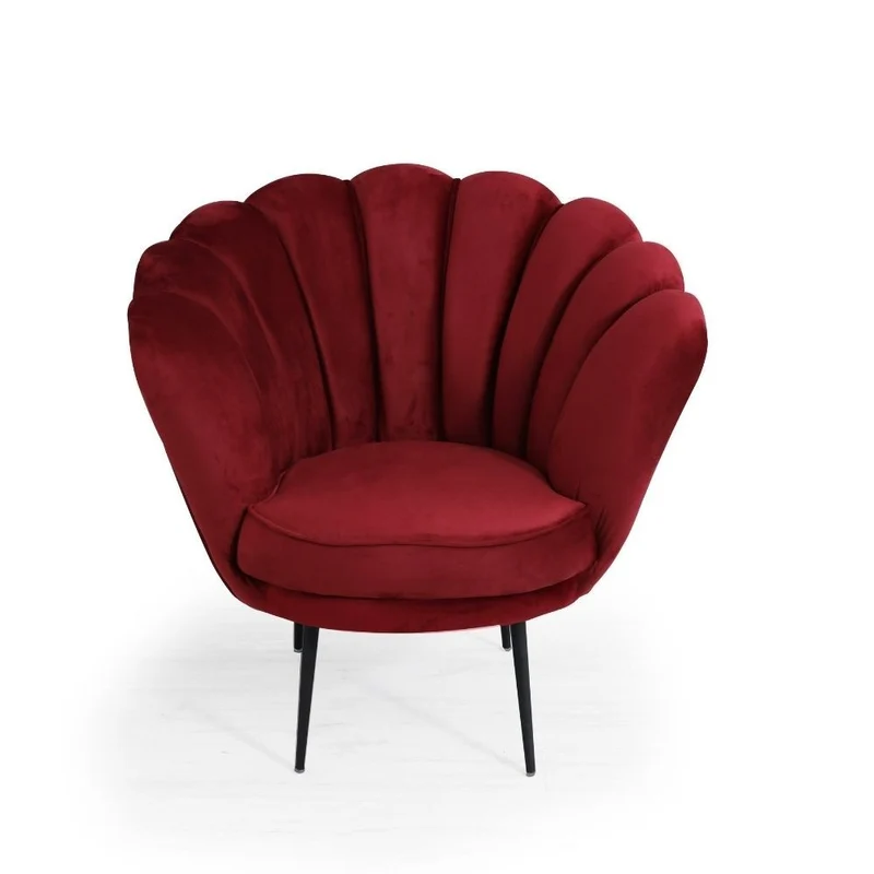 Poltrona a conchiglia 75x80x75 cm Orel in velluto rosso