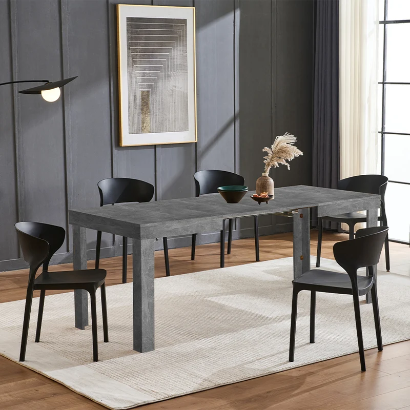 Tavolo da Pranzo Allungabile 120-200x80x76 cm in Legno Effetto Cemento