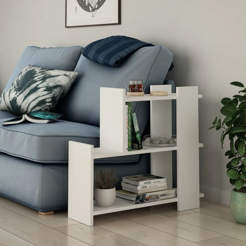 Tavolino da Soggiorno Laterale 77x26x68 cm in MDF Mua Bianco