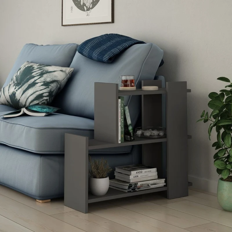 Tavolino da Soggiorno Laterale 77x26x68 cm in MDF Mua Antracite