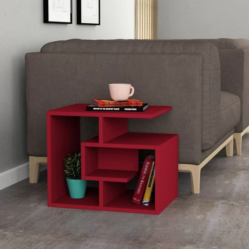 Tavolino da salotto 54x40x45 cm Labirent bordeaux