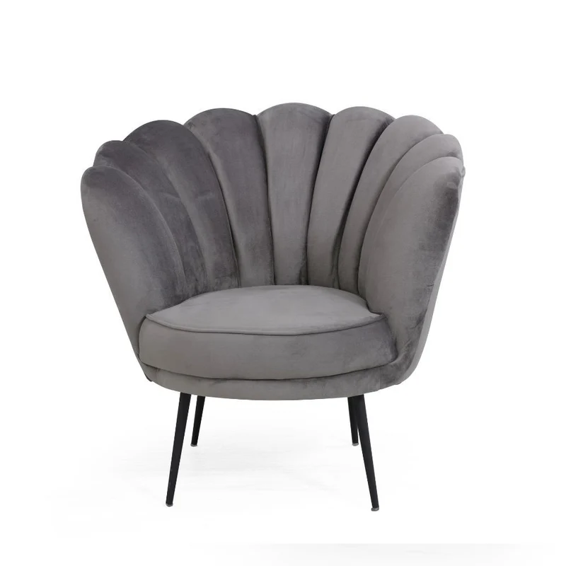 Poltrona a conchiglia 75x80x75 cm Orel in velluto grigio fumè